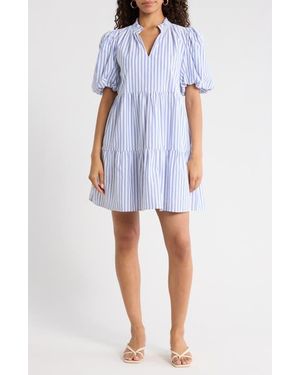 Sugarlips Audry Stripe Jacey Babydoll Minidress - Blue