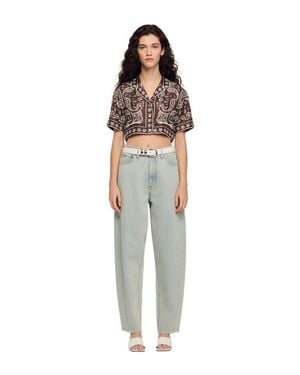Sandro Cropped Bandana Print Shirt - Multicolor
