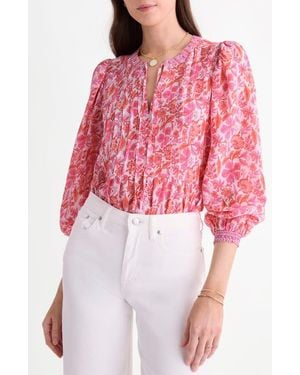 Vineyard Vines Nora Pintuck Peplum Top - Red