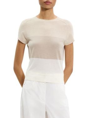 Theory Colorblock Merino Wool Top - White