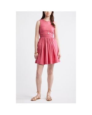 Treasure & Bond Cinched Knit Fit & Flare Dress - Red