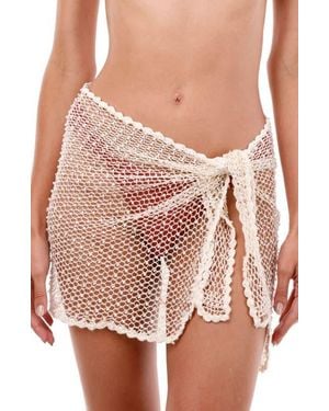 MALAI Sol Suri Faux Pearl Sheer Cotton Blend Cover-Up Pareo - Pink