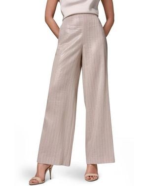 Donna Karan Shine Pinstripe Wide Leg Pants - Natural