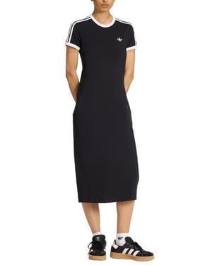 adidas Originals 3-Stripes Stretch Cotton Midi Dress - Black