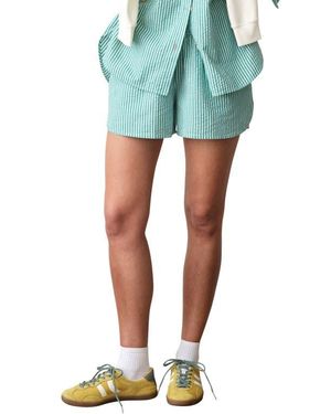 Marine Layer Isla Stripe Pull-On Seersucker Shorts - Green