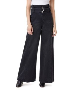 Habitual High Waist Wide Leg Belted Denim Jeans - Black