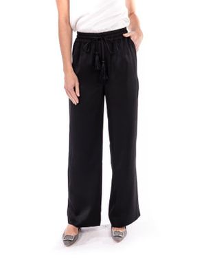 Badgley Mischka Drawstring Satin Pants - Black