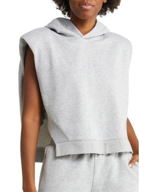 Alo Yoga Headliner Crop Sleeveless Hoodie - White