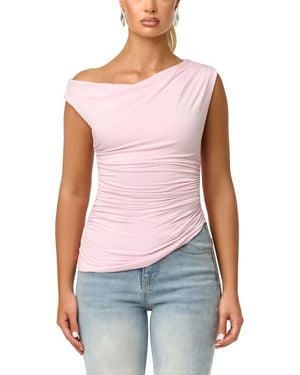 Naked Wardrobe Smooth One-Shoulder Top - Blue