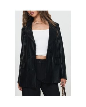 Princess Polly Ellen Oversize Faux Leather Blazer - Black