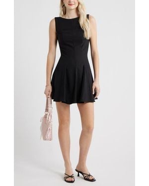 BP. Bateau Neck Fit & Flare Minidress - Black