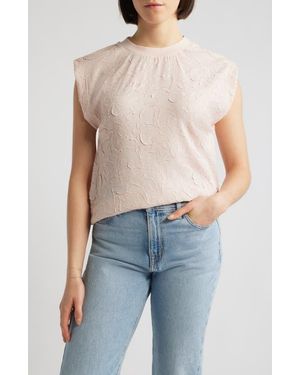 Wit & Wisdom Mixed Media Crinkle Jacquard Top - Blue