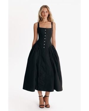Milla Structured Corset Midi Formal Occasion Dress - Black