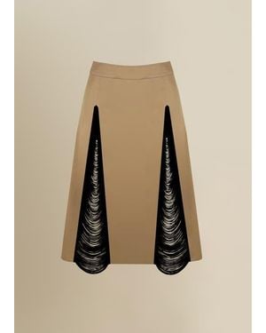 Contessa Mills Madeleine Soft Fringe-Trimmed Stretch Cotton Poplin Skirt - Natural