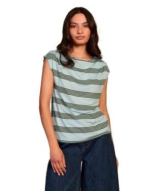Celtic & Co. Slash Neck Cap Sleeve T-Shirt - Blue
