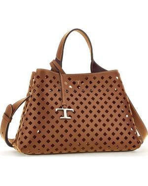 Tod's Apa Perforated Leather Top Handle Bag - Brown