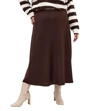 City Chic Miranda Midi Skirt - Brown
