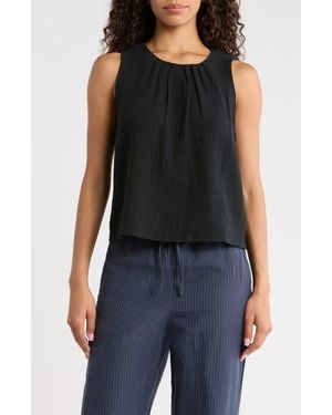 Marine Layer Serena Cotton Gauze Tank - Black