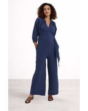 Nom Maternity Alma Nursing Jumpsuit - Blue