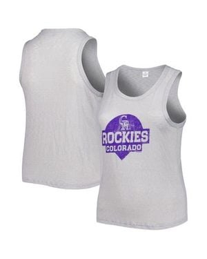 Soft As A Grape Colorado Rockies Plus Size High Neck Tri-Blend Tank Top - Gray