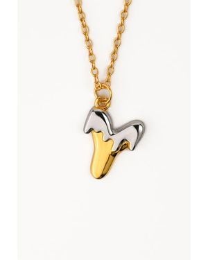 Zynnia Collective Two Tone Bubble Initial Necklace - White