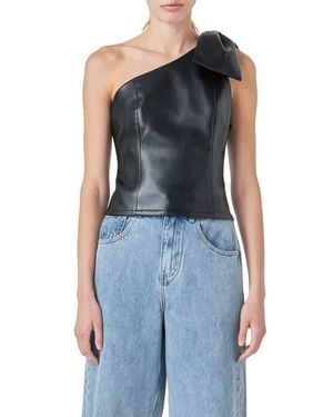 Grey Lab One-Shoulder Pleated Top - Blue