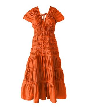 BrunnaCo The Srikandi Ruffle Maxi Dress - Orange