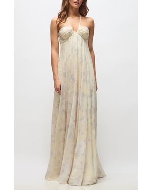 Dessy Collection Lilith Floral Chiffon Gown - Natural