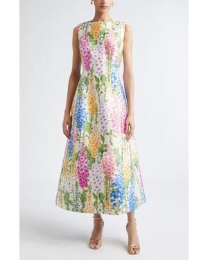 Oscar de la Renta Foxglove Jacquard Cocktail Dress - White