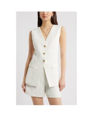 Open Edit Icon Twill Relaxed Vest - White