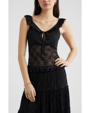 BP. Pretty Lace Ruffle Tank - Black