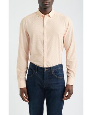 Johnston & Murphy Xc+ Football Print Performance Button-Down Shirt - Pink