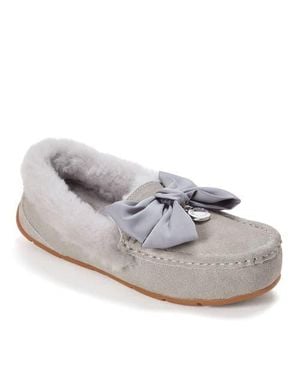 Dearfoams Fireside Mel Dream Bow Moccasin Slippers - Gray
