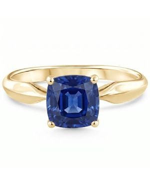 Bliss Diamond Certified 2Ct Cushion Sapphire Solitaire Engagemet Ring 14K Lab Grown - Blue