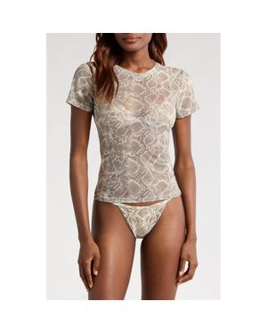 GOOD AMERICAN Mesh Baby Tee - Gray