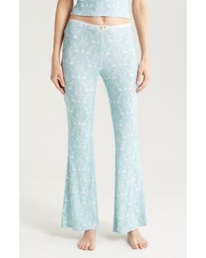 Kilo Brava Lace Trim Stretch Modal Flare Pants - Blue