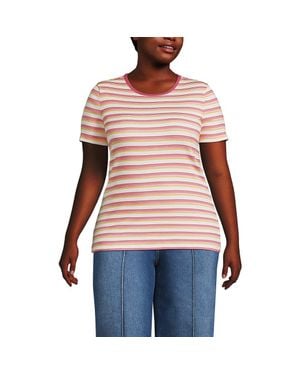 Lands' End Plus Size Micro Rib T-Shirt - Red
