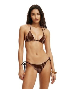 Cotton On Sunspun Micro Knit Tie Side Thong Bikini Bottom - Natural