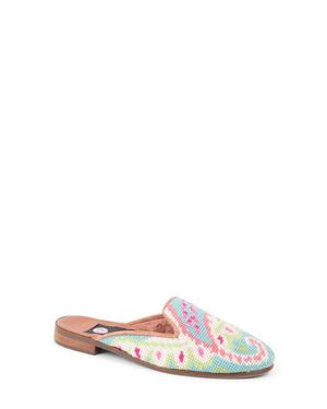 PAIGE Needlepoint Paisley Mule - White
