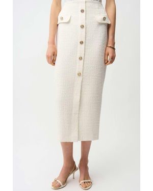 Joseph Ribkoff Bouclé Pencil Skirt With Buttons - Natural