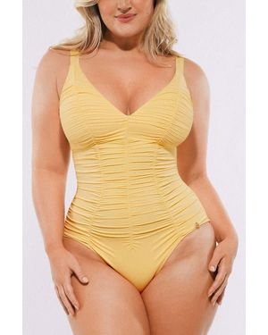Shapellx Smart Sculpt Ruched V-Neck Shaping Swimsuit - Multicolor