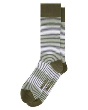 Cole Haan Stripe Dress Socks - Gray