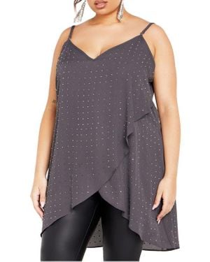 City Chic Stud High/Low Camisole - Purple