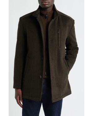 Johnston & Murphy Upton Luxe 175Th Anniversary Wool Blend Car Coat With Removable Suede Bib - Black