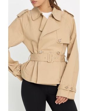 GOOD AMERICAN Crop Trench Jacket - Natural