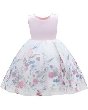 Tulle Mabel Floral Garden Organza Dress - Purple