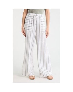 Splendid Stella Stripe Linen Blend Paperbag Pants - White