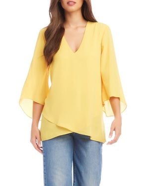 Karen Kane Crossover Hem Top - Yellow
