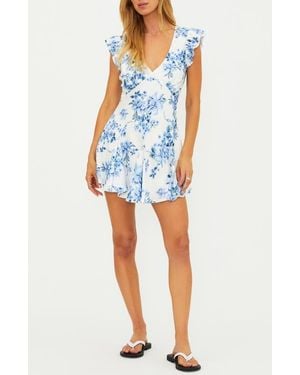 Beach Riot Lennie Floral Cover-Up Minidress - Blue