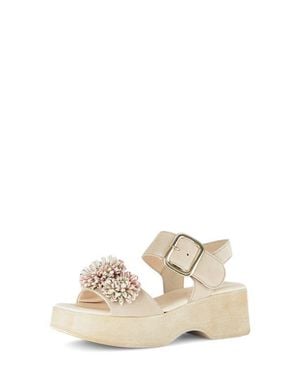 Gabor Raffia Appliqué Platform Sandal - Natural